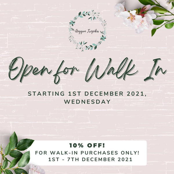 Re-opening for Walk-In on 1st December 2021