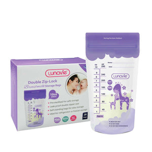 Lunavie Double Zip Lock Breast Milk Storage Bag 10oz (28 PCS)